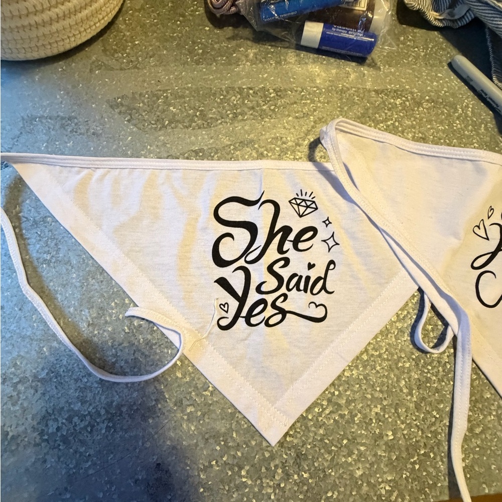 Engagement announcement bandanas!